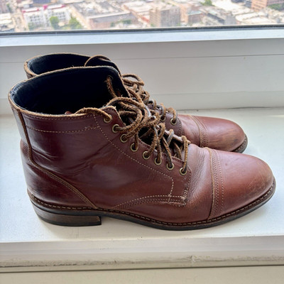 Thursday Boots Captain Men's Brown Leather Cap Toe Lace-Up Ankle Boots US 11 D