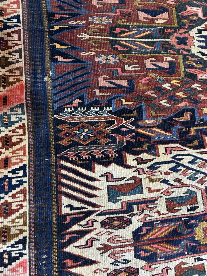 SUNBURST KAZAK ANTIQUE HANDKNOTTED WOOL RUG C.1900 5’8 X 4’7 ABSOLUTE STUNNER - Image 3 of 4