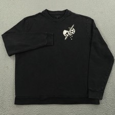 All Saints Sweatshirt Men Medium Black Fleece Crewneck Pullover Skull Knife Logo