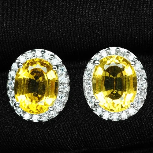 Luminous Lemon Yellow Sapphire 4.70Ct 925 Sterling Silver White Gold Earrings