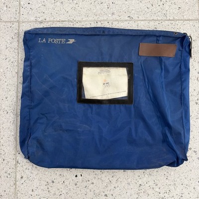 Vintage French La Poste Mail Portfolio Bag Blue
