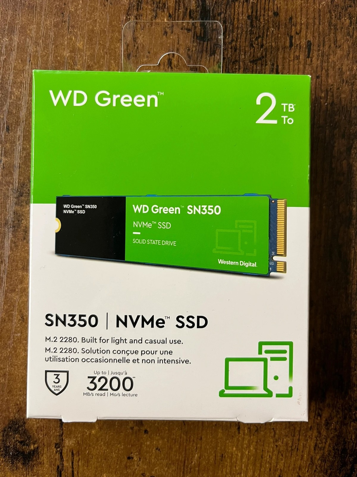 Disque SSD M2 2To WD Green SN350 NVMe PCIe interne pour PC portable