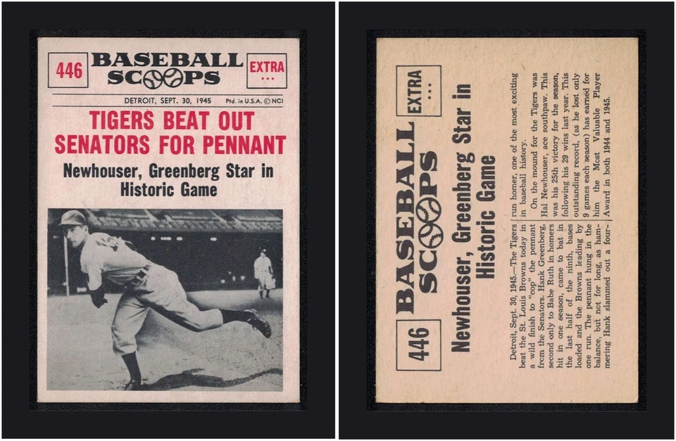 1961 Nu-Cards Baseball Scoops - Hal Newhouser #446 EX+ - Image 3 of 3