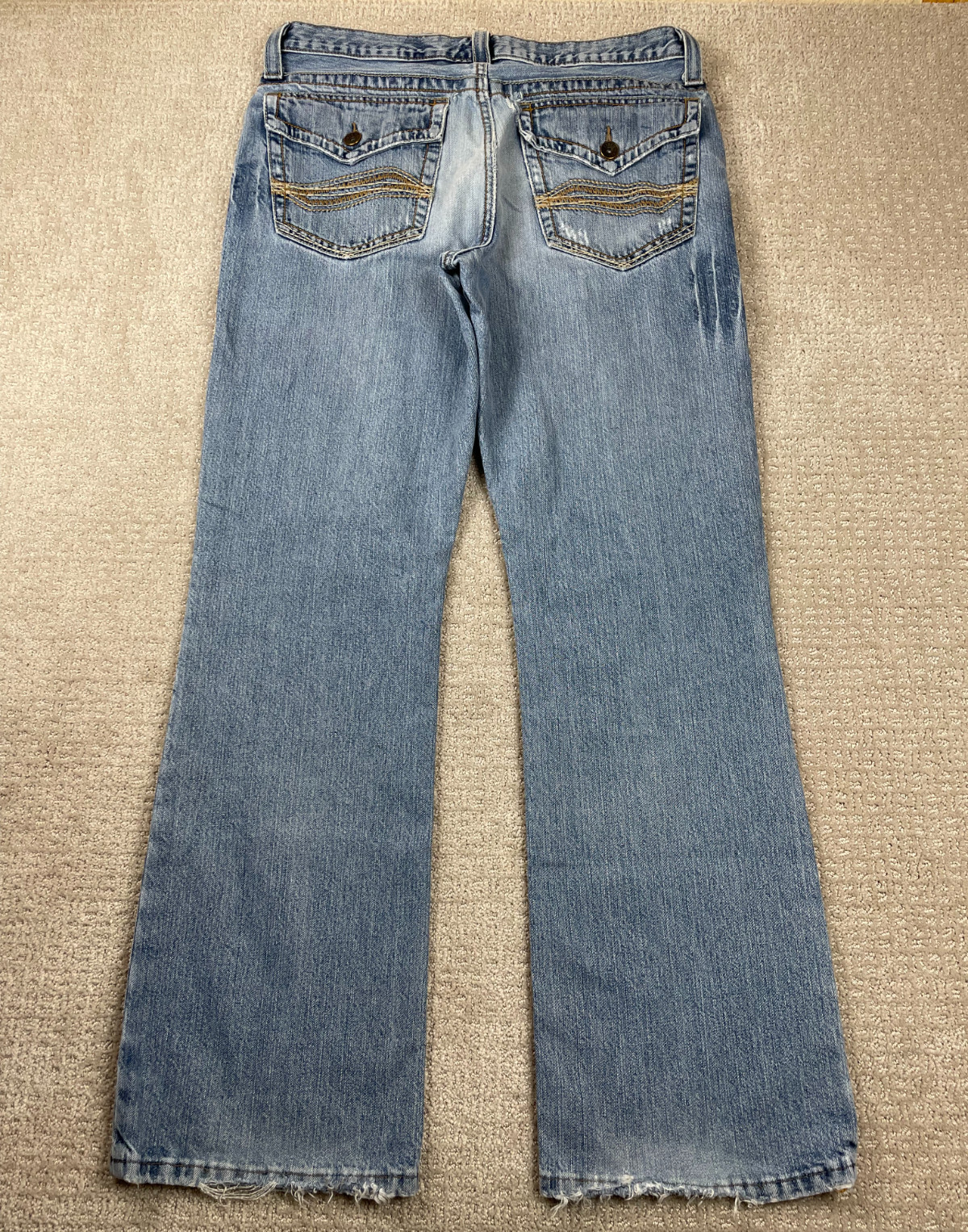 Cinch Brayden Jeans Mens 33x34 Faded Blue Denim Bootcut Distressed Flap Pocket