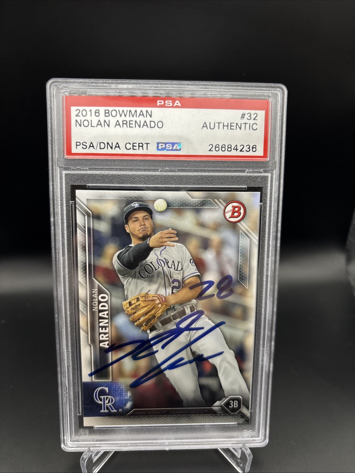 Nolan Arenado Autographed Signed Colorado Rockies 2016 Bowman #32 PSA/DNA Auto Rockies Cert 