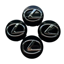 Black Lexus Center Caps with Chrome Logo Emblem for ES GS IS LC LS NX UX RX RZ