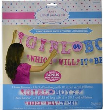 Girl or Boy Pink Blue Gender Reveal Baby Shower Party Decoration Letter Banners