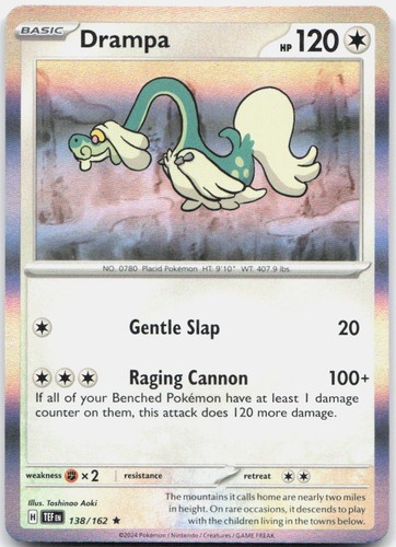 Drampa 138/162 Rare Temporal Forces Pokemon Holo Near Mint