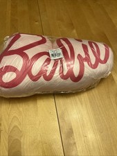Pink Barbie Script Shaped Plush Pillow 18 X 8 New Franco