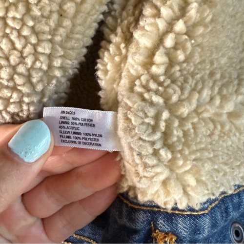 GapKids Unisex Sherpa Lined Jean Jacket Size Large - Picture 4 of 7