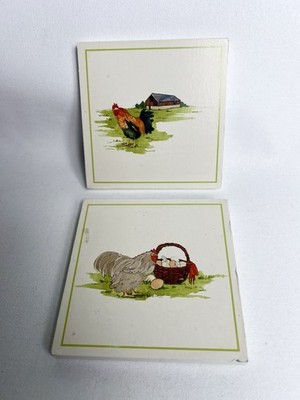 Vintage Landhaus Huhn Wandtafeln 2er Set Landhaus Küche Deko rustikale Fliesen