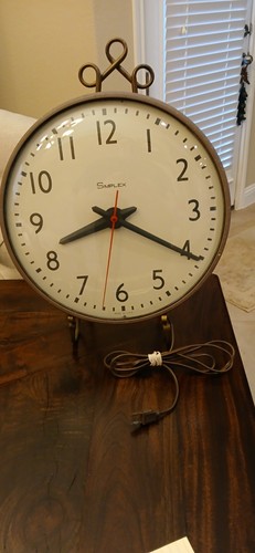 Vintage Simplex School Room Industrial Curved Glass Wall Clock - Works ...