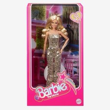 Barbie Margot Robbie Doll in Gold Disco Jumpsuit - The Barbie Movie HPJ99 (NIB)