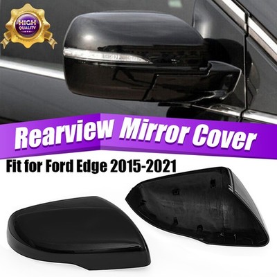 Black For 2015-2021 Ford Edge Mirror Side Cover Cap Replacement W/ Signal Cut CI