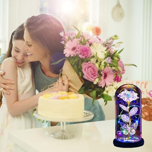 Mothers Day Flowers Gifts for Mom Wife Her Women,Light Up Rose Flower in A Gold - Picture 5 of 6