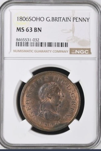 GB , 1 Penny 1806. NGC MS63