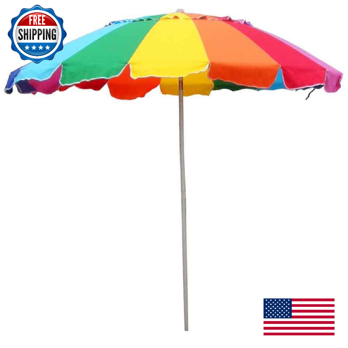 Beach Umbrella Rainbow Color With Carry Bag - 8 Foot