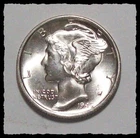 1945-S Micro S MERCURY DIME  Blast White Luster CHoice BU   #17D35 .90 SILVER