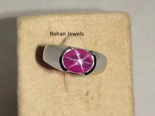 Star Ruby Men's Ring 925 Sterling Silver Lab Created Handmade Silver Ring