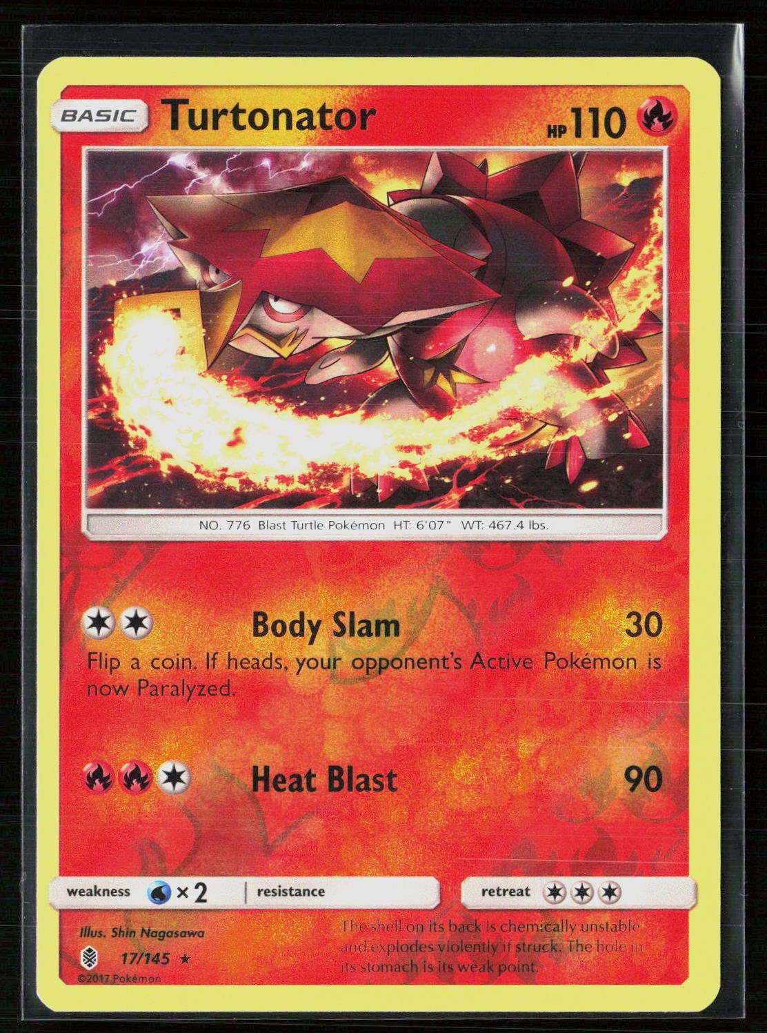 Turtonator 17/145 Rare Reverse Holo Guardians Rising Pokemon NM