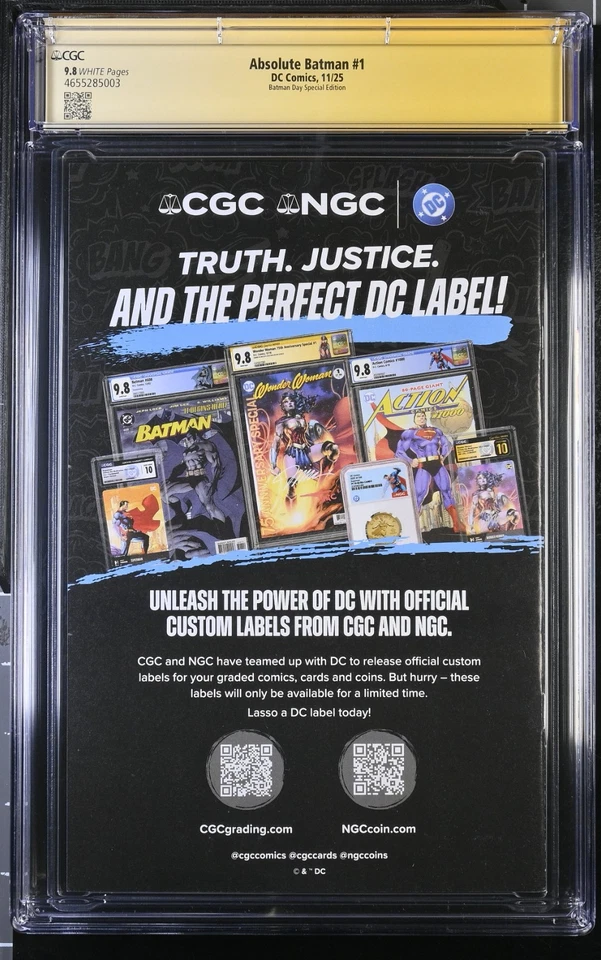 ABSOLUTE BATMAN #1 BATMAN DAY SPECIAL EDITION CGC 9.8 SS SIGNED NICK DRAGOTTA - Image 2 of 2
