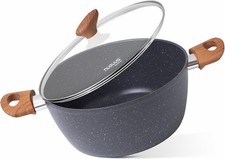 Non Stick Cooking Pots with Glass Lid – 4.2 Quart Induction Hob Stock Pot – Kitc