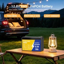 NEW 12V 9Ah LiFePO4 Battery Rechargeable Portable For Solar with BMS Deep Cycle