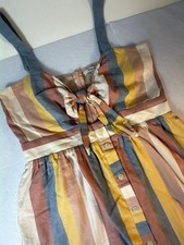 Madewell Striped Sundress Size 12 Cotton Tie Front Button Boho Summer