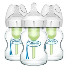Dr. Brown's Natural Flow Anti-Colic Options Wide-Neck Glass Baby Bottles 5 oz/1