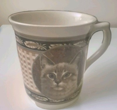 Vintage 1991 Ivory Cats Mug Mau Mau & the Decorative Birds Lesley Anne Ivory 