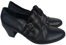 Marks and Spencer Footglove Black Leather High Heeled Slip On Shoes UK 6 EU 39 