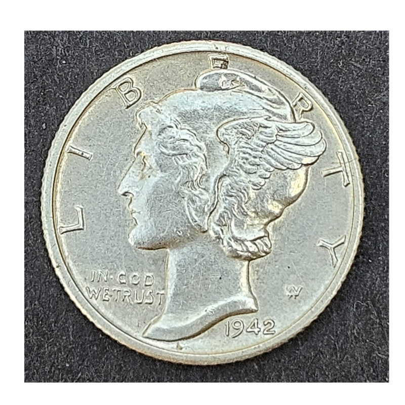 1942-S San Francisco Mercury Dime 10C Silver Business Strike 0.9 Ungraded