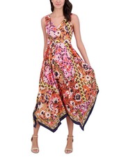 Vince Camuto Women's V-Neck Handkerchief-Hem Midi Dress - Multicolor - 10