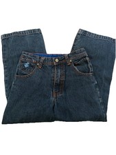 Rocawear Jeans Youth Size 7 Blue Denim Contrast Stitch Straight Leg Y2K Hip Hop