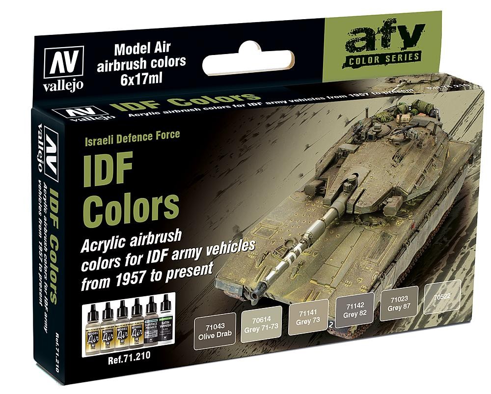Vallejo 71.210 - Color Set, IDF, 1957 to Present, 6 x 17 ml - New