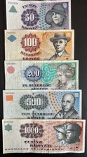 1997 -  2002 DENMARK 50 - 100 - 200 - 500 - 1000 Kroner Set *** VF ***