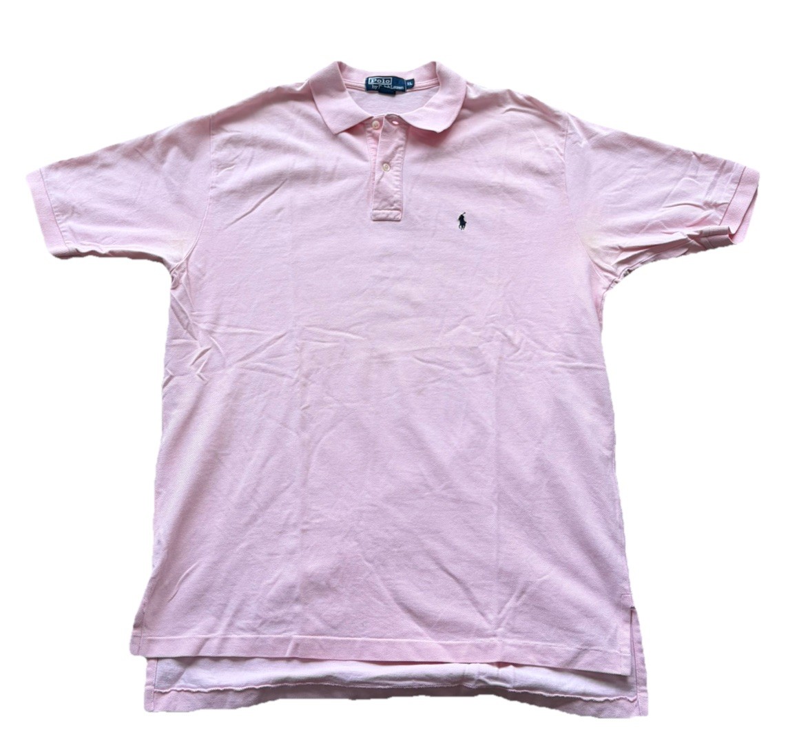 Vintage Polo Ralph Lauren Mens Polo Shirt XL Pink Short Sleeve Tennis Golf Pony