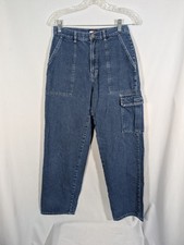 Tommy Hilfiger Jeans Boys 16 Cargo Blue Denim Logo Casual Y2K Vtg Kids 28x26.5