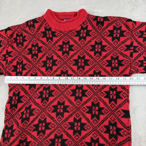 Vtg GAP Sweater Mens Small Red Black Wool Geometric Fair Isle Crewneck 90s Ski - Picture 6 of 8