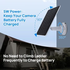 5W 5V Solar Panel Charger Ring Camera Compatible Spotlight Cam Stick up Outdoor