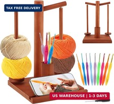 Yarn Holder for Crocheting and Knitting, 2-Spindles Magnetic Wooden Yarn Spinner