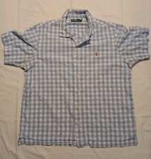 Polo Ralph Lauren Shirt Mens XL Blue/ White Check Plaid Button Up Short Sleeve