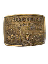 Agriculture America's Lifeline Brass Belt Buckle