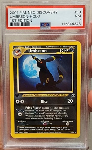 Pokemon 1st Edition Neo Discovery Umbreon Holo Rare #13 PSA 7 - Picture 5 of 7