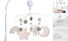 Crib Mobile 35 Lullaby Muisc, Organic Cotton Baby Mobiles for Cribs Starry sky