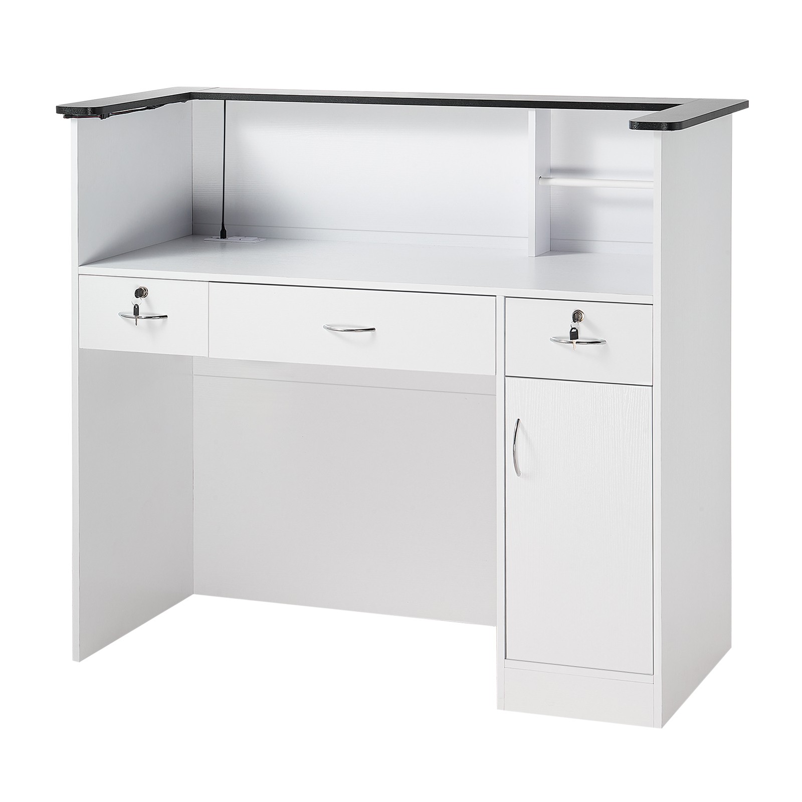 Uimoso Reception Desk 50-in Rectangular Counter with Lighting & Storage Drawers