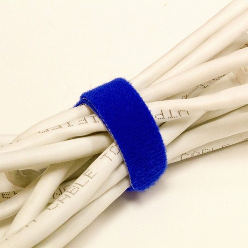 8 Inch Hook and Loop Reusable Strap Cable Cord Wire Ties 100 Pack Blue - Picture 4 of 5