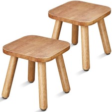 2 Pack Small Wooden Step Stool for , 9 Inch Decorative Short Footstool Mini V...