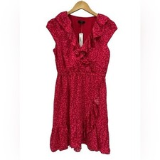 J. Crew V Neck Ruffled Knee Length Dress in Tossed Bouquet Print - Size 2