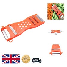 Razor Sharp Handheld Kitchen Peeler Grater Slicer in Elegant Orange Red & Silver